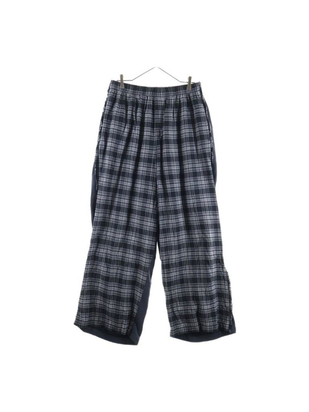 Balenciaga Plaid Switched Sweatpants Paneled Design Wide Black Pants